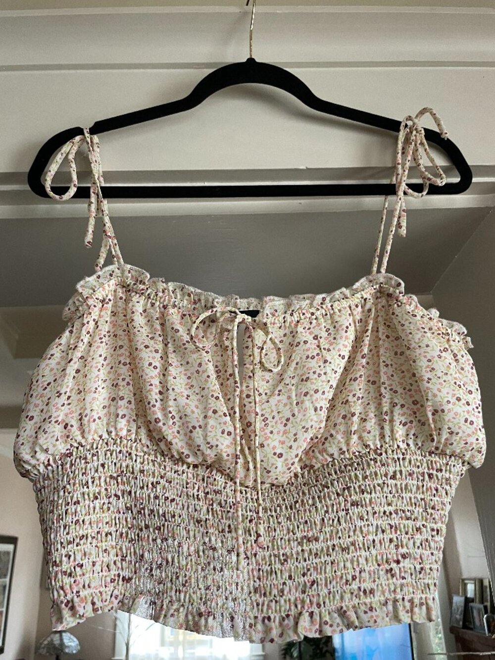 Cropped cottagecore fairycore Strappy Peasant Style Top - L